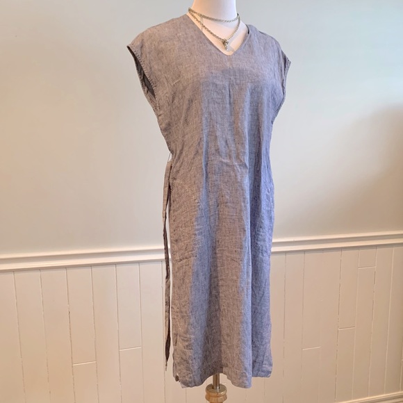 100% Linen Tie-Waist MIDI dress from Adrienne Vittadini - Picture 10 of 14